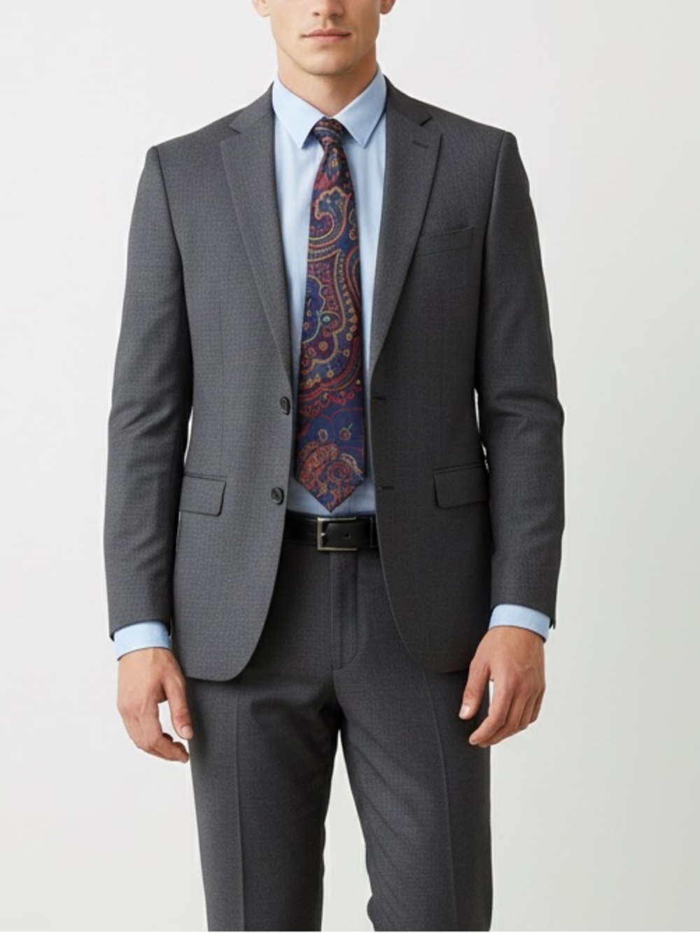 100% Silk Hand Made in Italy | Paisley Patterned Tie in Blue and Red